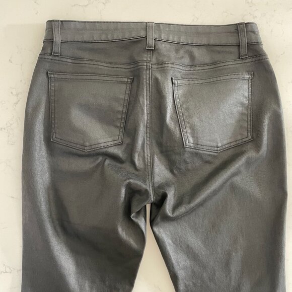 Eileen Fisher 5 Pocket Sleek Coated Waxed Organic Cotton Skinny Jeans Black 8 - Picture 6 of 13